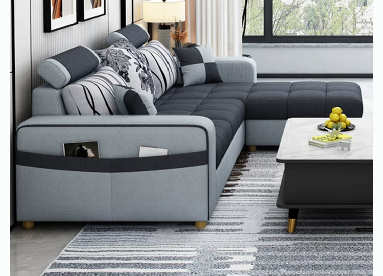 Modern simple fabric sofa living room household small apartment light luxury combination set