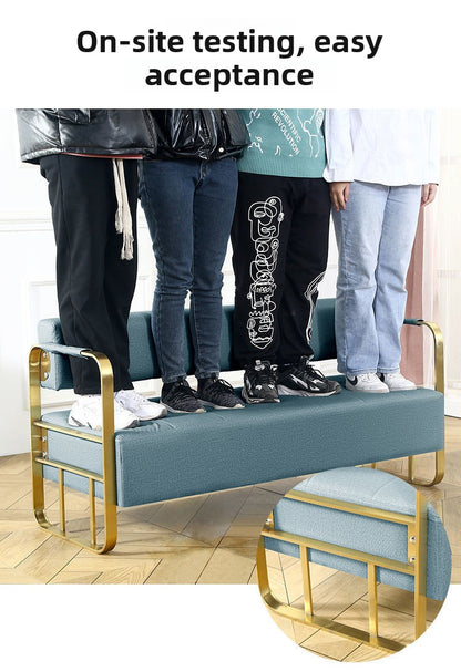 Famous Hair Salon Area Bench Hair Salon Waiting Light Luxury Stainless Steel Bar Sofa
