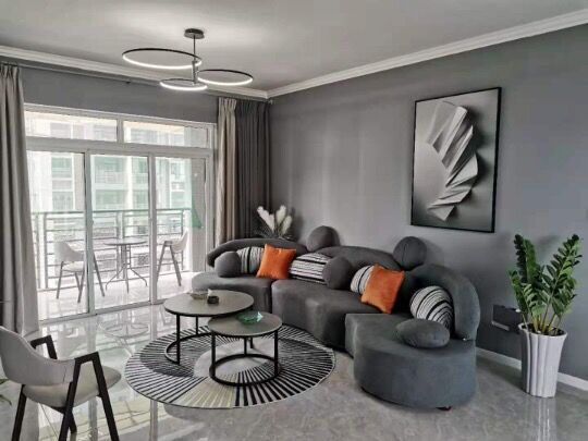 Curved fabric sofa Nordic light luxury personalized creative sofa Modern simple special-shaped living room combination round