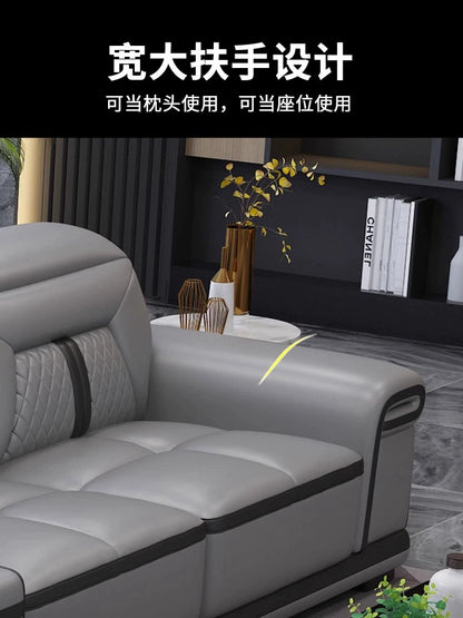 Modern simple massage combination living room leather sofa first layer cowhide  living room
