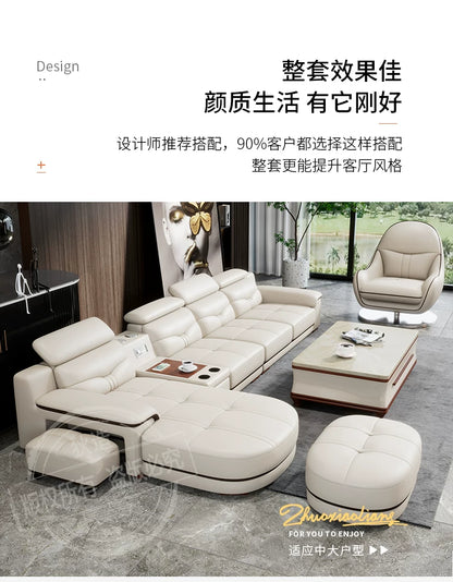 Leather sofa light luxury leather sofa  living room size apartment living room modern simple group