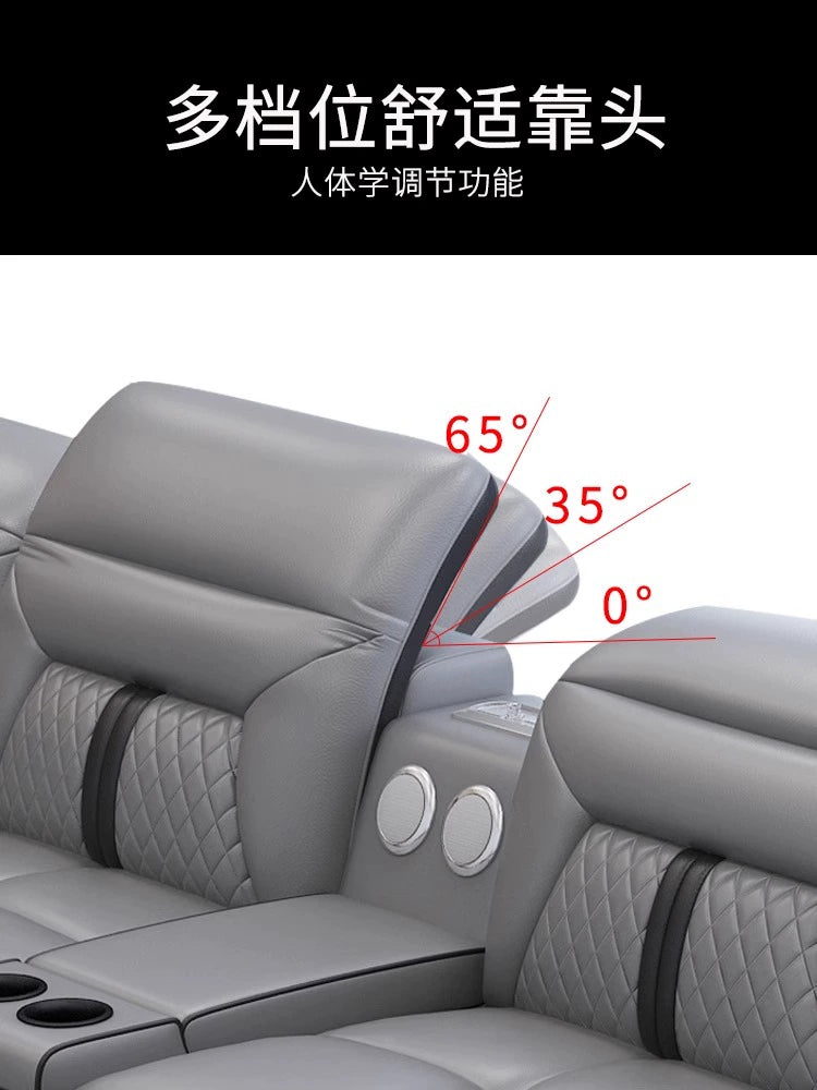 Modern simple massage combination living room leather sofa first layer cowhide  living room