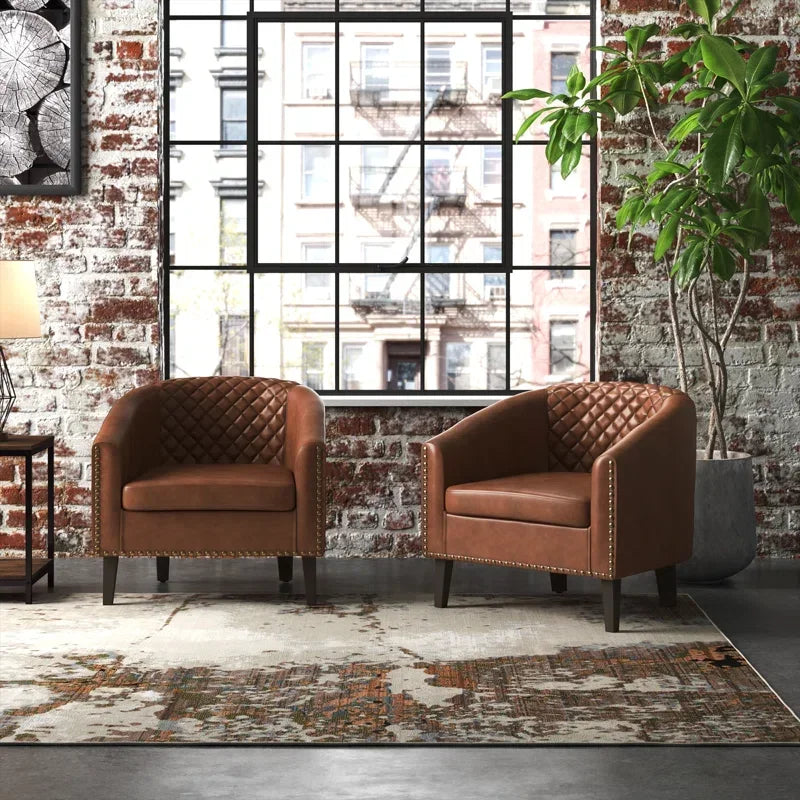 For Modern Tufted Upholstered Armchair Living Room Leisure Chair Single Sofa Chair Balcony Bedroom Study Room Barrel Club Chair