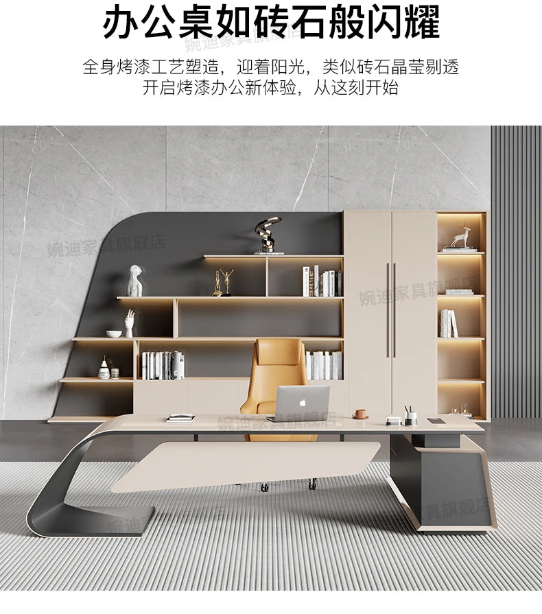 Designer Modern Office Desks Asthetic Luxury Storage Drawers Writing Executive Desk L Shaped Study Escritorios Office Furniture