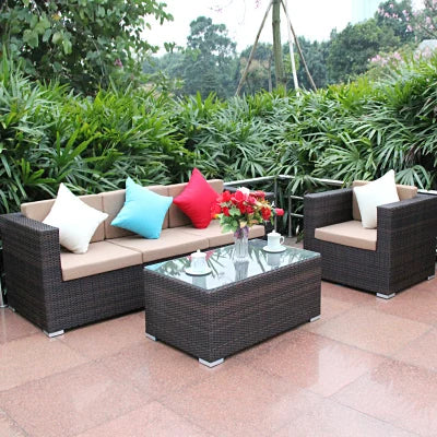 Outdoor Open-air Garden Sofas Hotel Backrest Modern Leisure Garden Sofas Balcony Pe Rattan Furniture Sofá Do Jardim MHHYSF