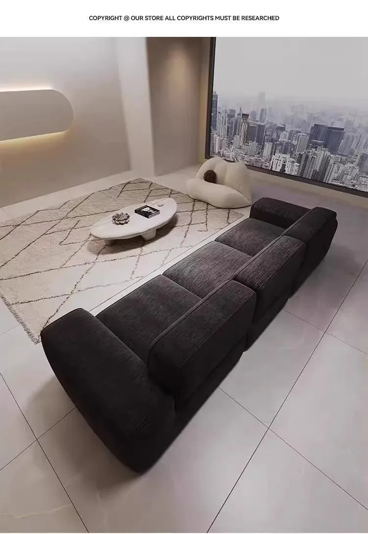 Simple Style Vacuum Compression Living Room Sofa Light Luxury Furniture Corduroy Sponge Filling Multi-Person Sofa Customization