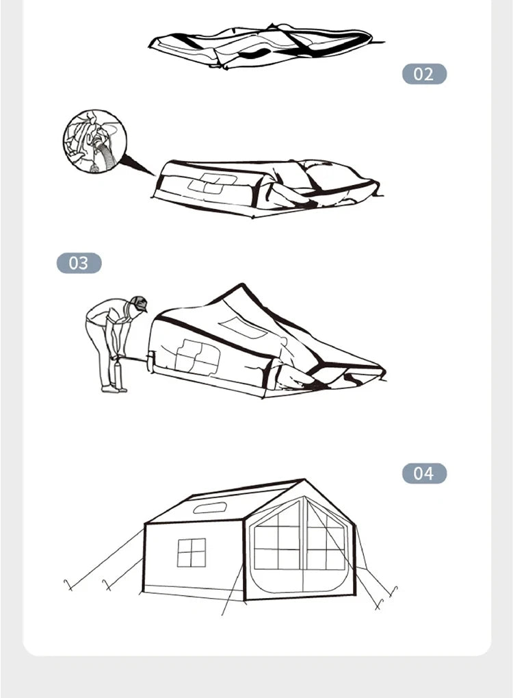 7.5㎡ Quick Setup Large Inflatable Tent with Pump Windproof 420D Oxford Fabric Instant Air Tent for Camping Beach Party Garden