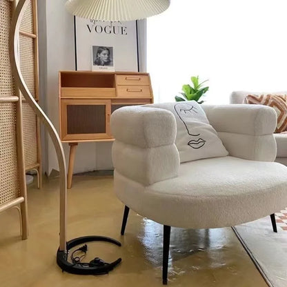 Living Room Swivel Chair Nordic Armchair INS Lift Computer Backrest Chair Lamb Wool Design Bedroom Makeup Chair Home Furniture