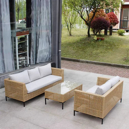 Waterproof Sunproof Woven Rattan Sofa Tea Table Set Aluminum Alloy Outdoor Furniture Patio Leisure-for Living Room Dining