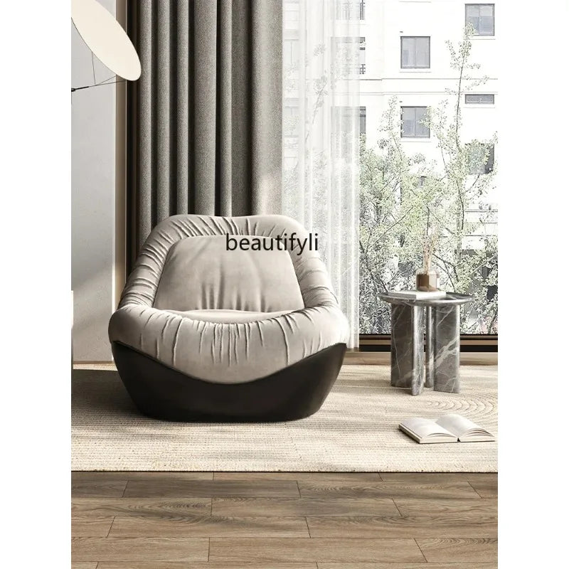 A076 Designer Simple Lazy Sofa Nordic Modern Light Luxury Villa Arc Leisure Chair Single Sofa Flannel