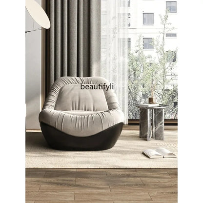 A076 Designer Simple Lazy Sofa Nordic Modern Light Luxury Villa Arc Leisure Chair Single Sofa Flannel