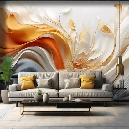MU8751 Custom Creative high-end Chinese abstract ribbon feather sofa living room and bedroom  background wall paper mural