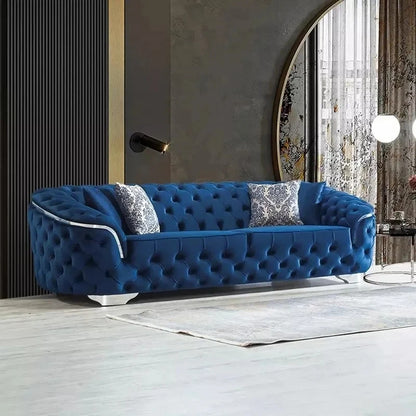 Luxury Gold Stainless Steel and Velvet Soft Sofa for Hotel Office Villa Warehouse or Export Use Sofa Combination