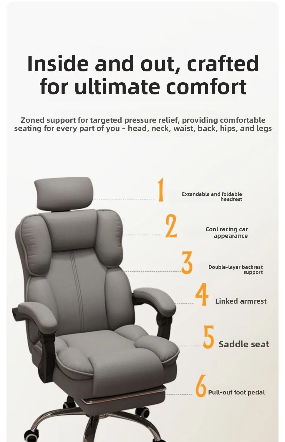 Ergonomic Computer Chair Gaming Office Chair Backrest Swivel Boss Seat Durable Desk Chair for Students Office Chair Furniture