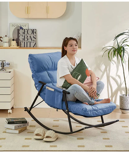 Lazy Rocking Chair Washable Technology Cloth Relaxation And Comfort Lounge Chairs 5 Angle Adjustment Detachable Recliner Chair