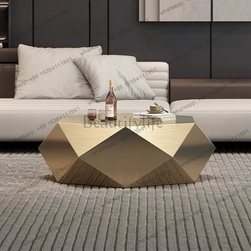 yj9 Golden diamond coffee table advanced sense modern simplicity special-shaped light luxury living room home Italian minimalist