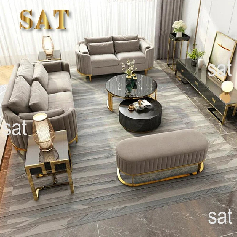 Hot Luxury Sofa Living Room Furniture Curved Dresser Home Lounge Sofa Sets Italian Modern Fabric Velvet Sofa Set Furniture