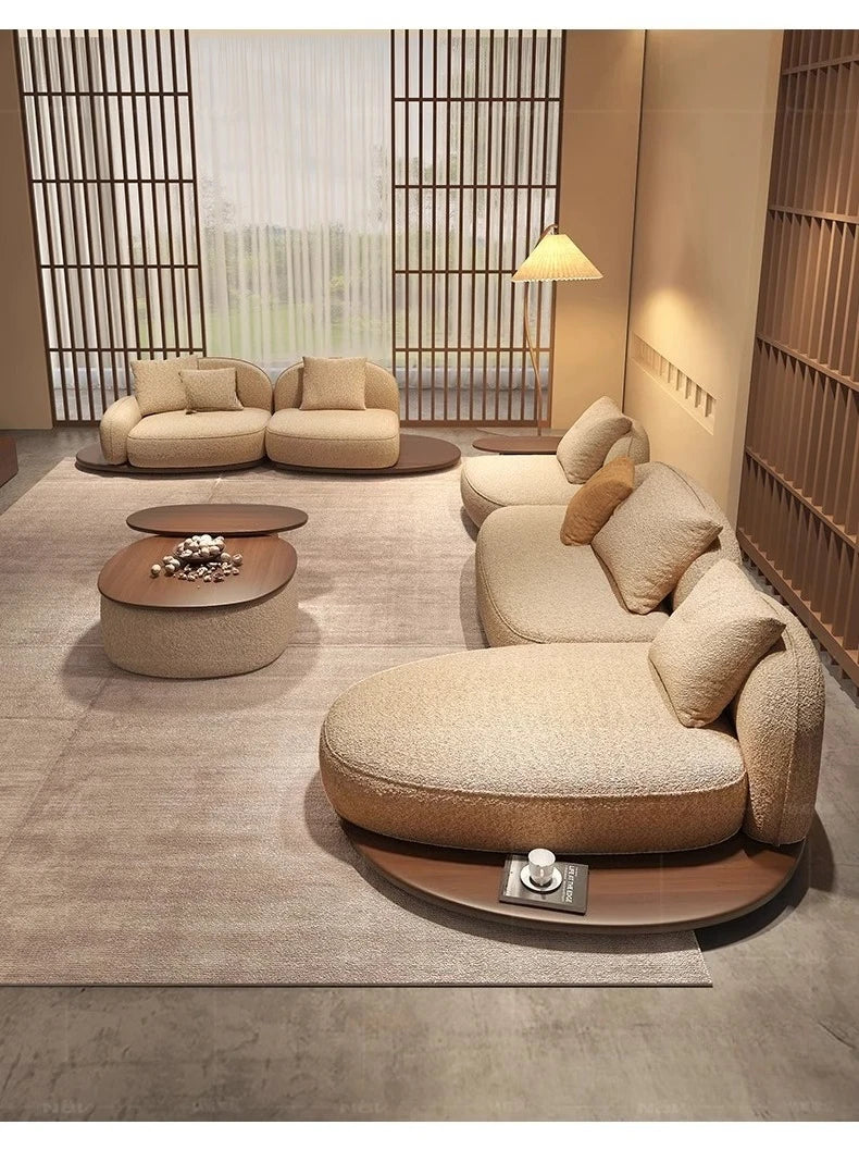 Living Room Coffee Table Designer Creative Three-person Log Style Furniture Modern Simple Modern Morocco Fabric Sectional Sofas