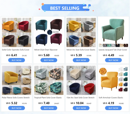 Velvet Arc Seat Sofa Cover Elastic Club Armchairs Covers Living Room Single Seat Tub Couch Slipcovers With Seat Cushion Covers