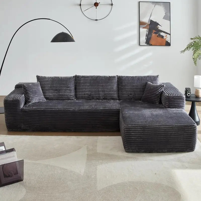 US Free Shipping Grey Compressed Sectional Sofa in a Box l Shape China Boneless Sofa Couch
