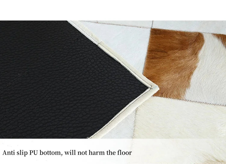 Modern Premium Cowhide Splicing Bedroom Carpet Home Docor Rugs For Living Room Natural White Plaid Floor Mat Customized Size Rug