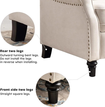 EBELLO Push Back Recliner Chair Fabric Lounge Armchair Pushback Recliner with Padded Seat for Living Room