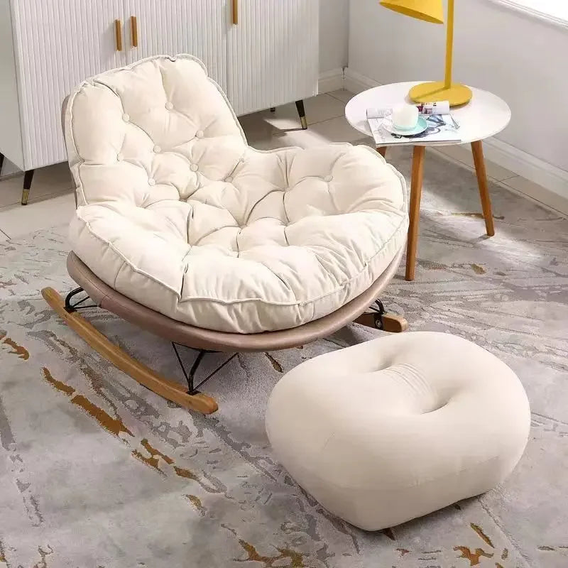 Elegant Nordic Rocking Chair for Living Room Single Penguin Chair Cozy Lazy Sofa Stylish Lounge Chair for Balcony and Patio