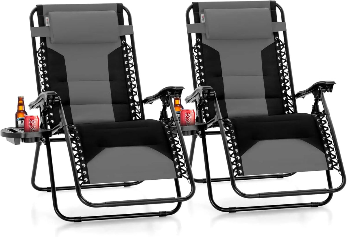 PHI VILLA XXL Oversized Padded Zero Gravity Chair, Foldable Patio Recliner, 30