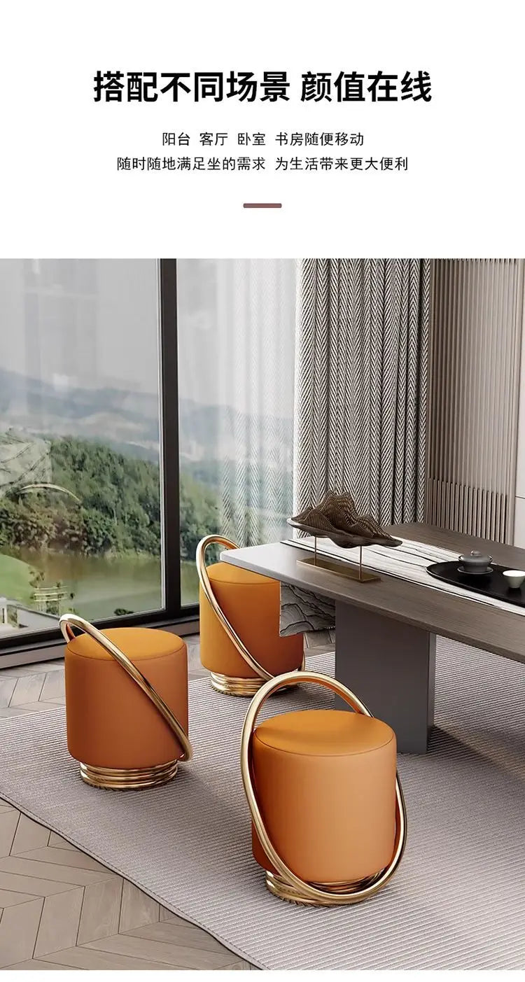 Dressing Table, Stool, Home Living Room Coffee Table, Simple Bedroom Makeup Sofa, Nordic Modern Light Luxury Round Dressing