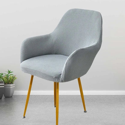 Washable Elastic Curved Chair Cover Plaid Flannel Solid Color Seat Protection Dust Proof Irregular Wear for Chairs Family Dinner