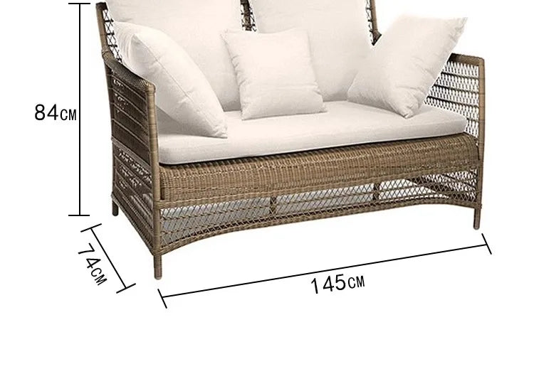 Outdoor rattan sofa outdoor courtyard garden terrace leisure sofa chair combination