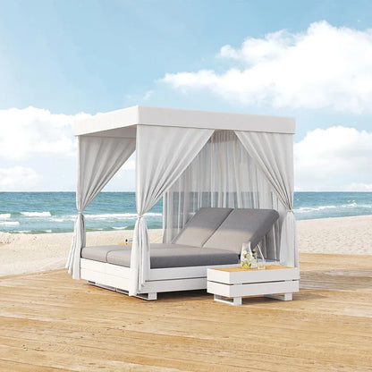 Outdoor sofa, rainproof, sunscreen, rattan craft, courtyard garden, Nordic solid wood coffee table