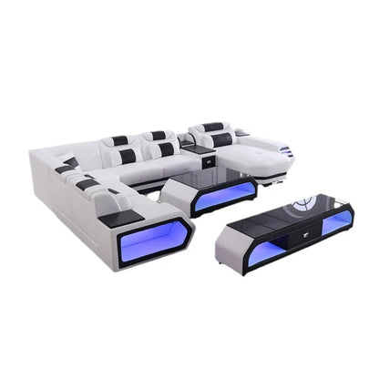 Modern multi-functional storage sofa living room with led lights large apartment sofa combination home