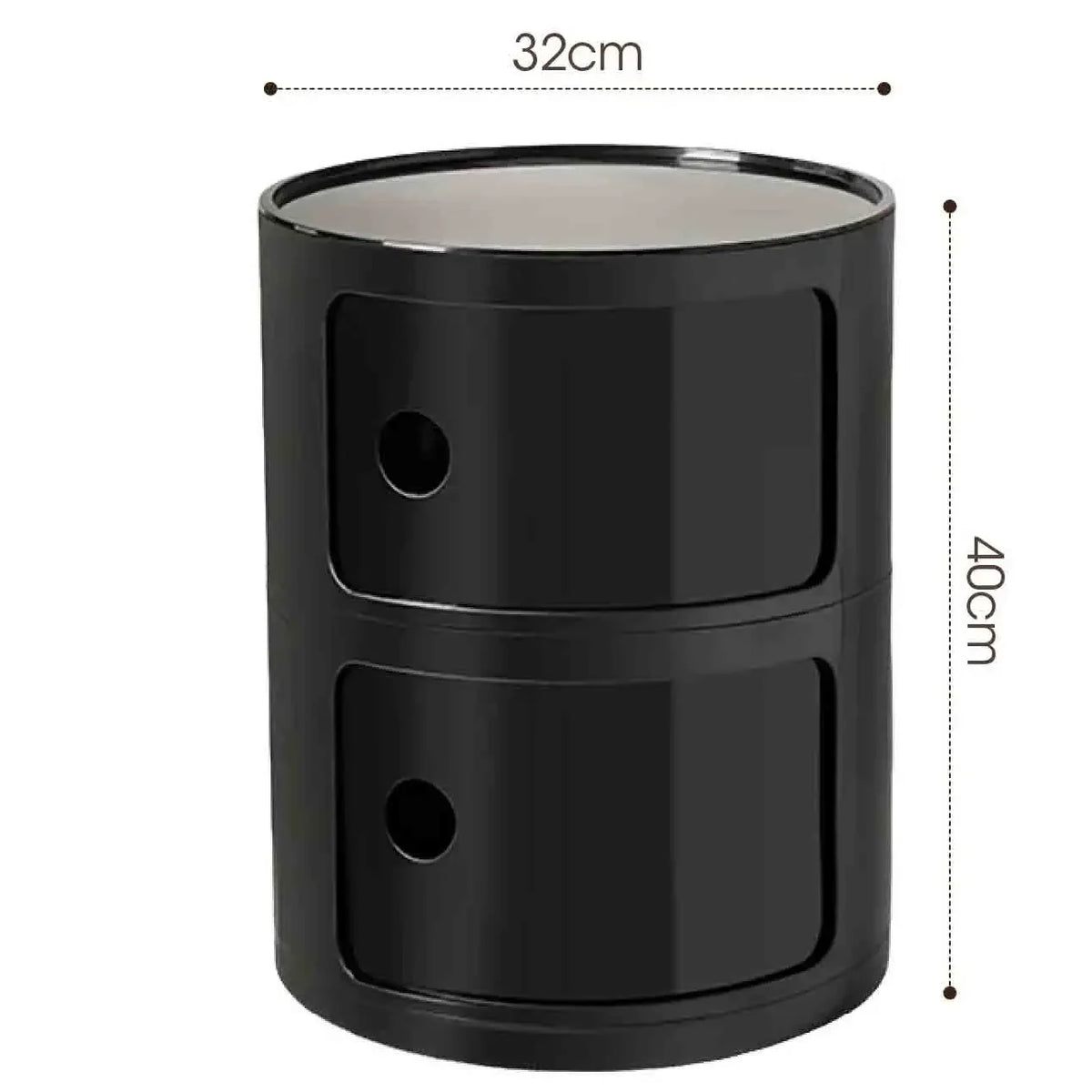 Plastic Round Nightstand Bedside Table Cabinet with Sliding Doors Round Storage Bedside Cabinet Nightstand  for Living Bedroom