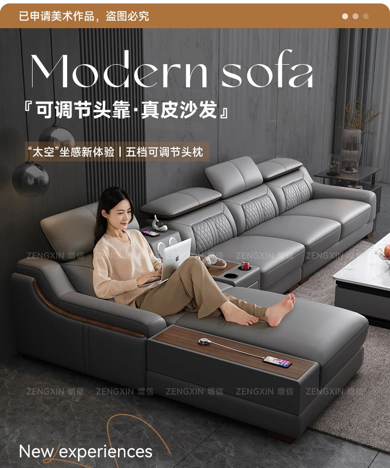 Genuine Leather Modern Sofas Luxury Recliner Comfortable Relax Armchairs Sofas Bedrooms Lazy Sillas Para Sala De Estar Furniture