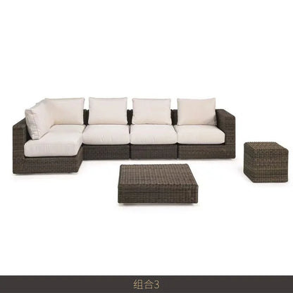 Outdoor rattan sofa combination waterproof and sun protection outdoor leisure courtyard villa balcony terrace sunroom