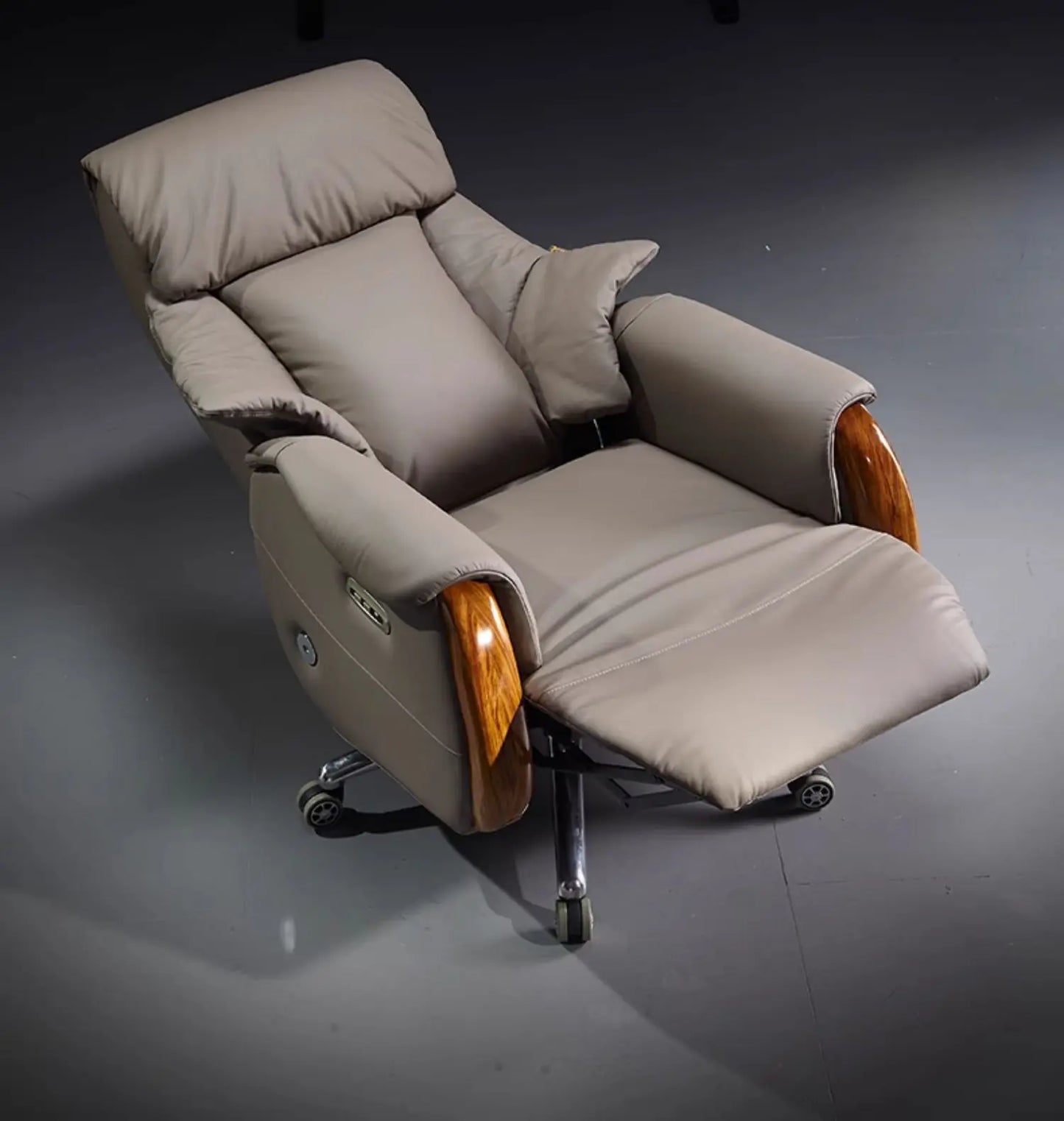 H2 Electric Reclining Executive Chair Genuine Leather Home Comfortable Large Shift Swivel Chair Light Luxury Business High-End