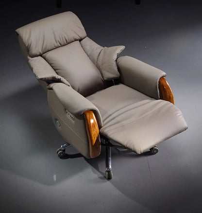 H2 Electric Reclining Executive Chair Genuine Leather Home Comfortable Large Shift Swivel Chair Light Luxury Business High-End