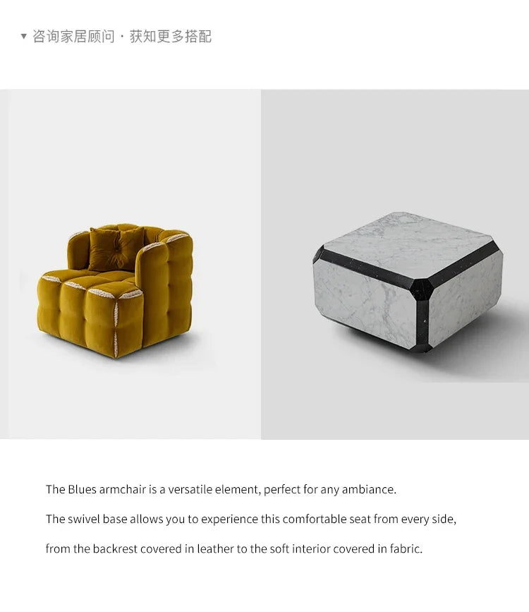 BX Italian Minimalist Light Luxury Leather Sofa Chair Living Room Home High-end Horse Fur Backrest Leisure Chair Stainless Steel