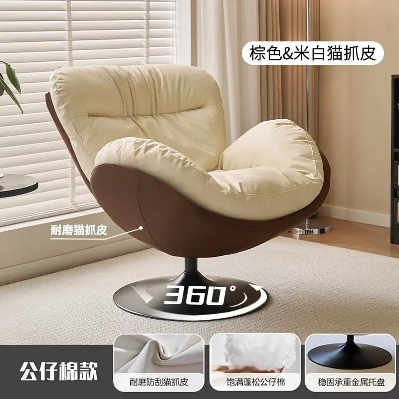 Nordic Luxury 360 Degree Rotating Egg Lazy Rocking Chair Leisure Single Sofa for Balcony Living Room Comfortable Relax Lounge