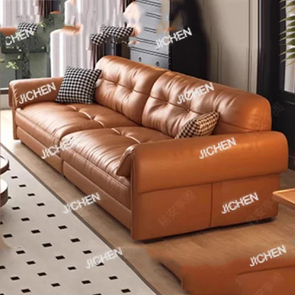 ZJCQ Minimalist Brown Sleep Sofa Faux Leather Designer Loveseat Lazy Sofa Couch Cloud Divano Da Soggiorno Living Room Furniture