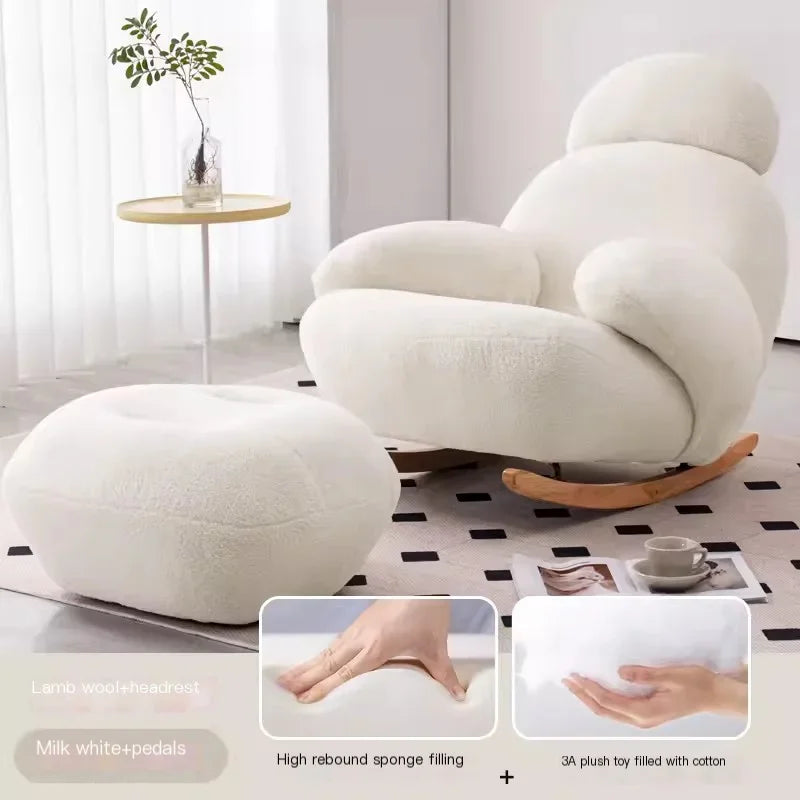 Nordic Modern Luxury Living Room Chairs Sofa  Rocking  Lounge Single Lazy Reclining Adult Bedroom Relax Magical Furniture