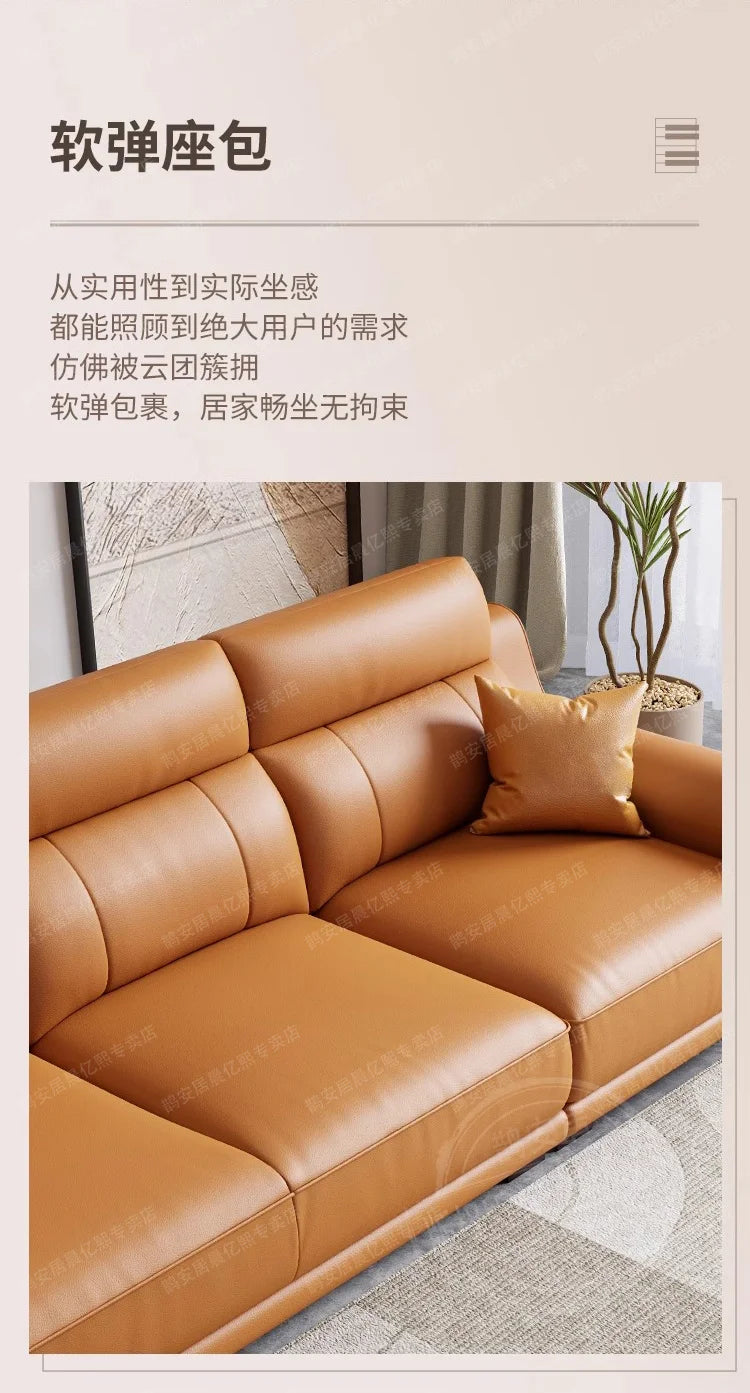 New European-style simple leather sofa wedding room new house light luxury small apartment high-end leather sofa straight row