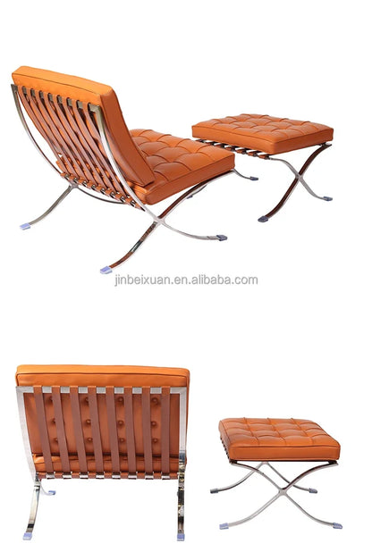 Comfortable Ergonomic Living Room Chair with Genuine Leather Backrest for Study, Cafe, and Gaming Use