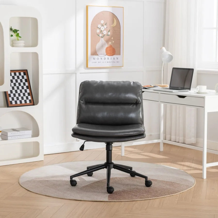 Bizerte Adjustable Swivel Criss-Cross Chair Wide Seat/ Office Chair/Vanity Chair Gray
