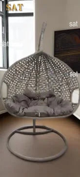 Swing Outdoor Furniture Rope Chair Modern Wicker Rattan Balcony Garden Hanging Double Egg Swing Chair with Metal Bracket