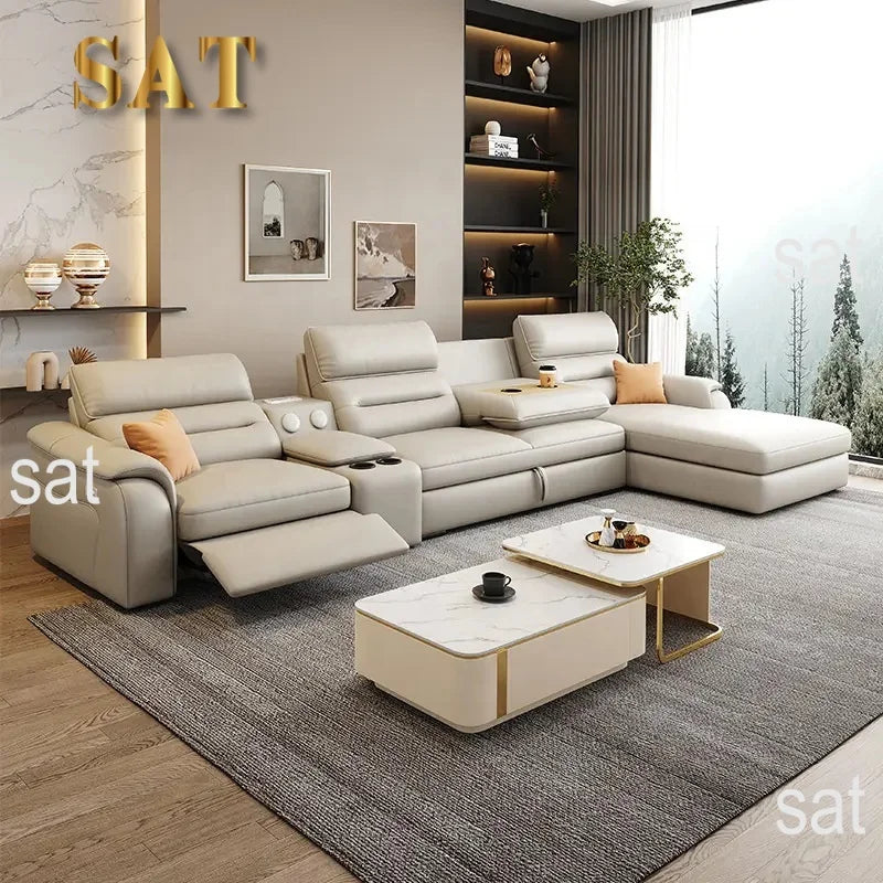 *-/2025  Italian Modern Luxury Leather Recliner Sofa Electric Reclining Sofa Living Room Furniture