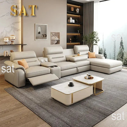 *-/2025  Italian Modern Luxury Leather Recliner Sofa Electric Reclining Sofa Living Room Furniture