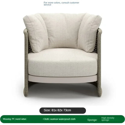 Retro Rattan Outdoor Sofas Luxury Garden Furniture Leisure Home Balcony Patio Set Rainproof and Sunproof Nordic Rope Sofa Chair