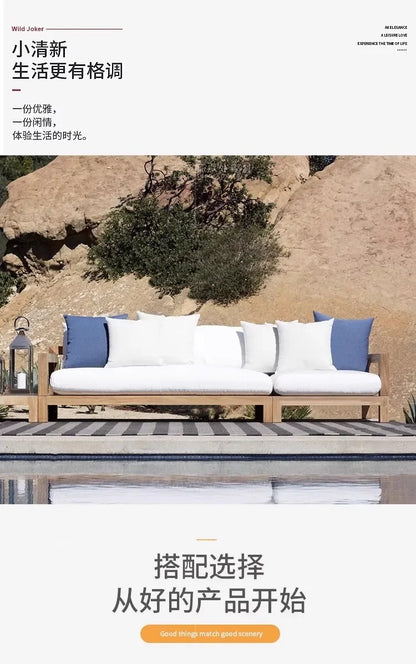 Nordic Designer Outdoor Sofas Villa Courtyard Wood Minimalist Design Garden Sofas Fashion Lawn Furniture Sillas Lshysf